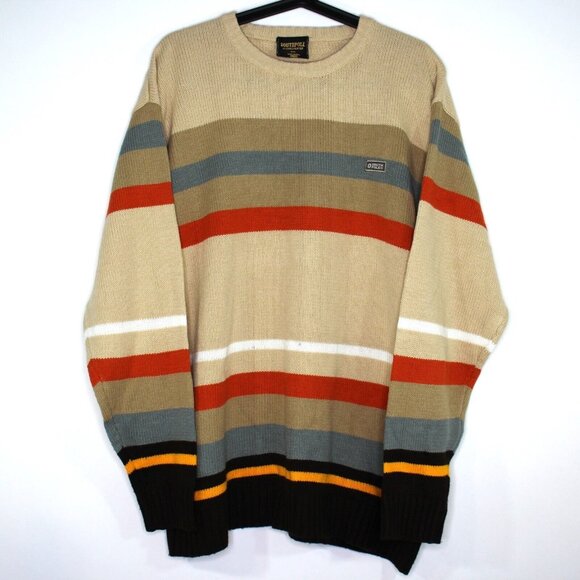 Vintage Southpole Mens Medium Y2K Striped Spell Out Knit Sweater L551 - Picture 1 of 6